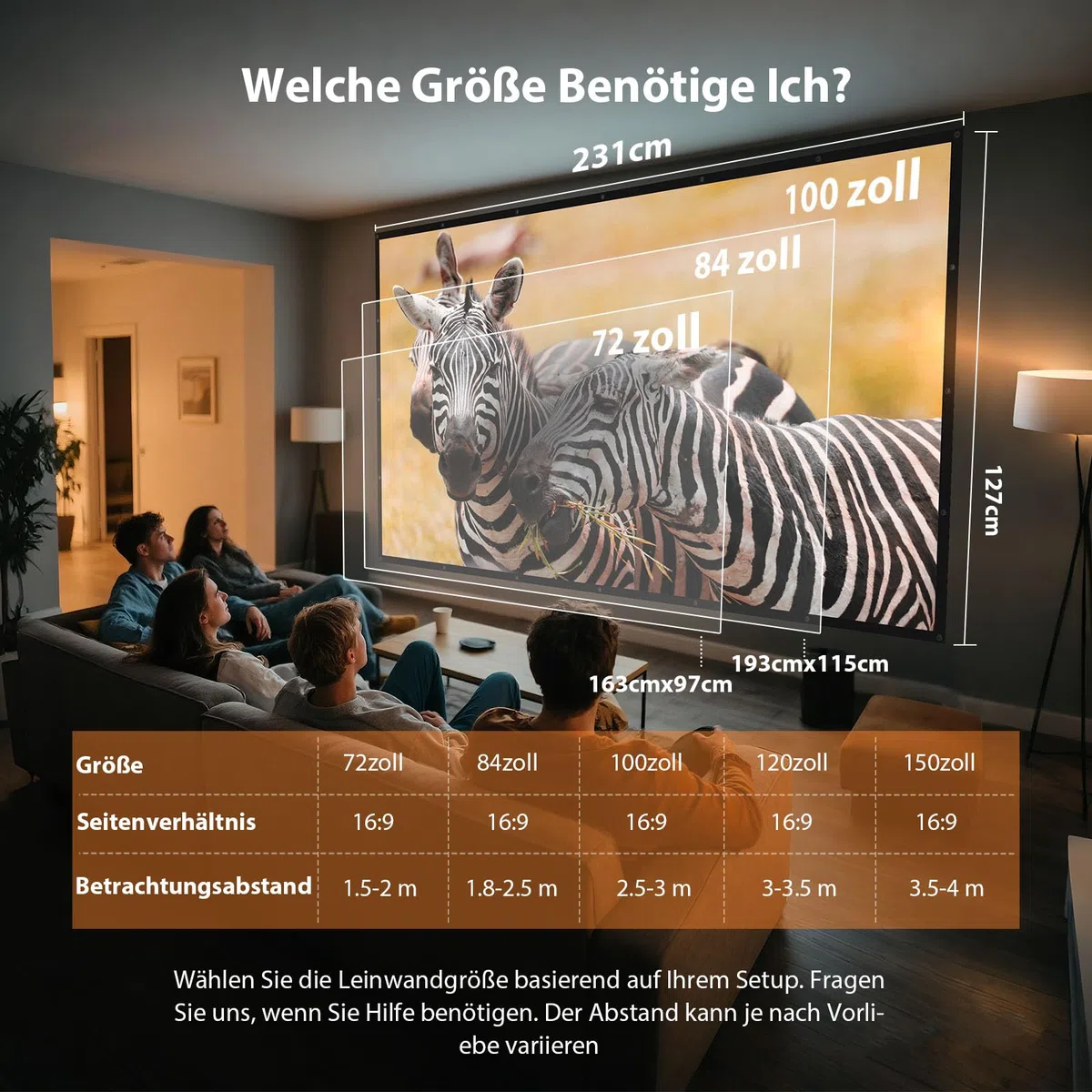 84 Zoll Beamer Leinwand Outdoor: VOOPVOR Projektionsleinwand Faltbar & Tragbar mit Tragetasche - 16:9 Schwarz, Lichtundurchlässig, Waschbar & Knitterfrei - Hinweis: ohne Klebehaken