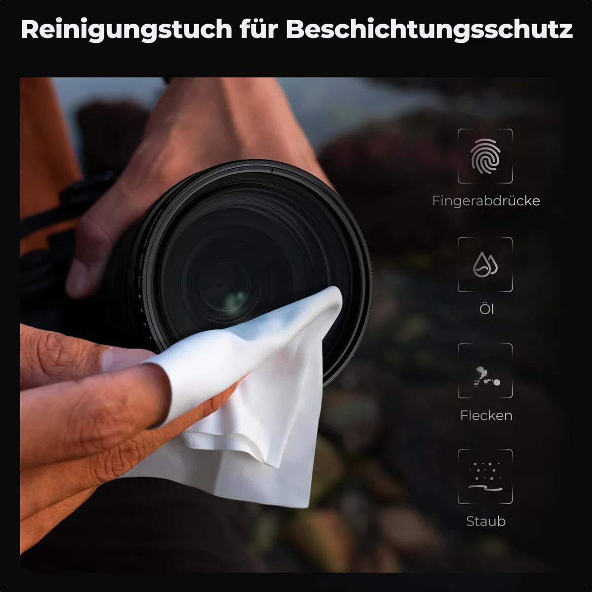 K&F CONCEPT 43mm ND Filter Variabler Graufilter ND2-ND400 (1-9 Blendenstufen) mit DREI Reinigungstücher für Landschaftsfotografie（Nano-Basic Serie）
