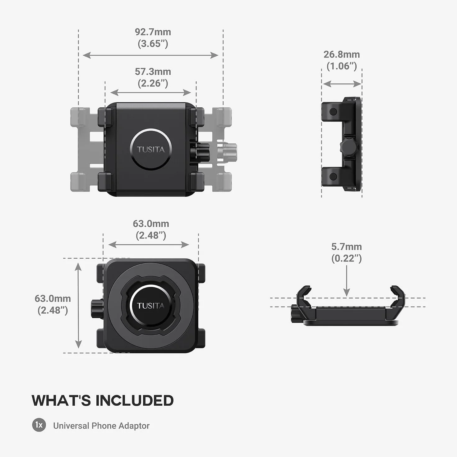 TUSITA Lock Handyhalterung - Universel Adapter Klemme Kompatibel mit Quad Lock Halterung