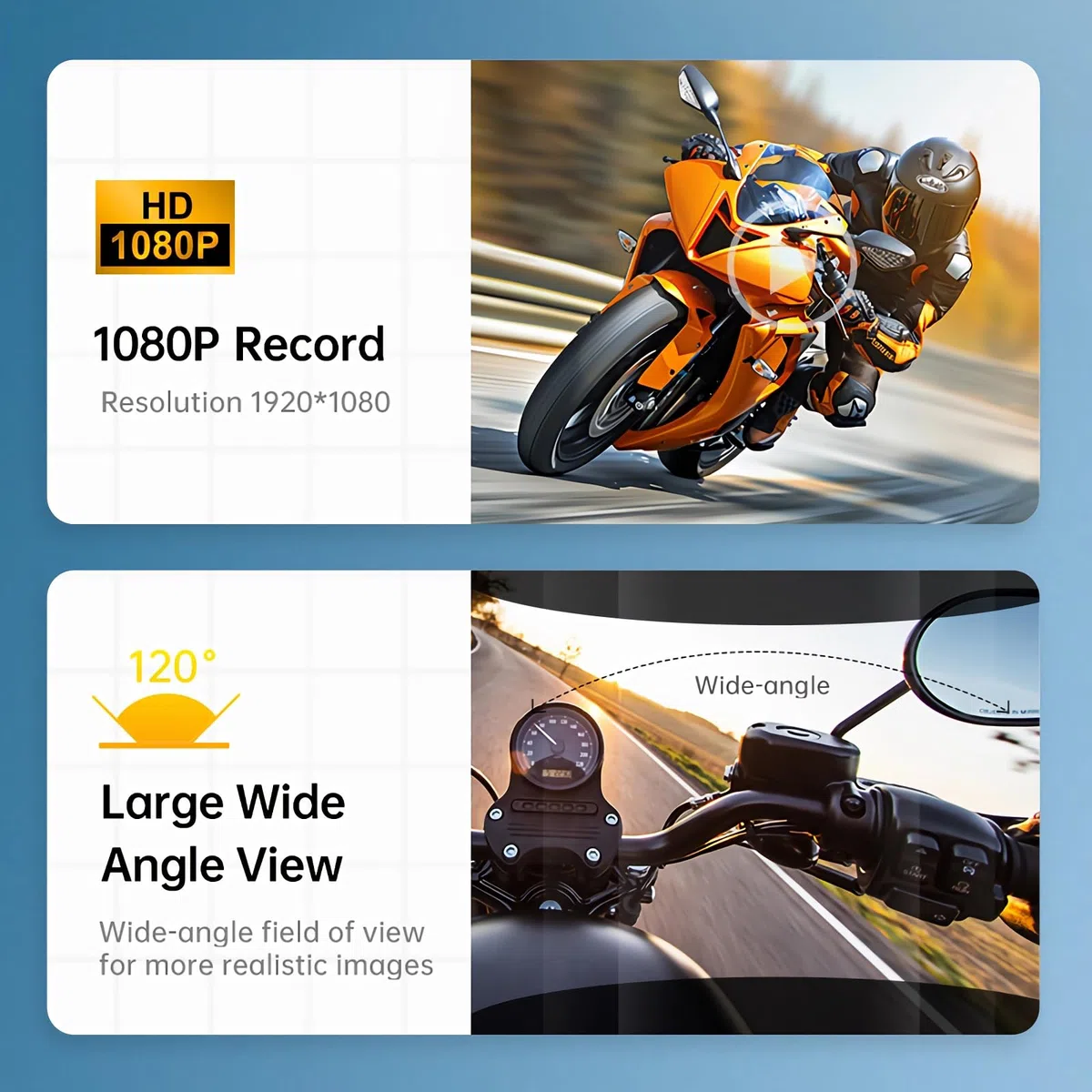 OBEST Motorradhelm Headset mit 1080P Kamera, Motorrad Bluetooth Intercom, wasserdichte Motorrad Dashcam Recorder, Helm Kabellose Kopfhörer HiFi-Stereosound für Reiten Skifahren Reisen