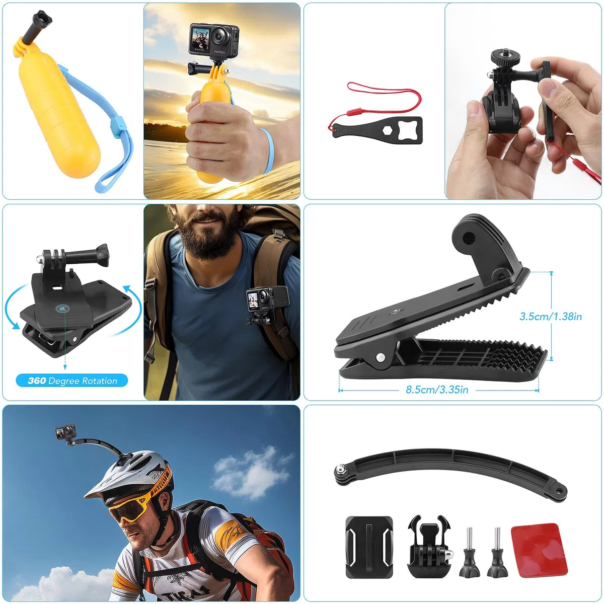 38 in 1 Action Kamera Zubehör Kit, Kompatibel mit GoPro Hero, DJI Osmo, AKASO, Campark, Crosstour, APEMAN, COOAU, Apexcam, SJCAM und mehr