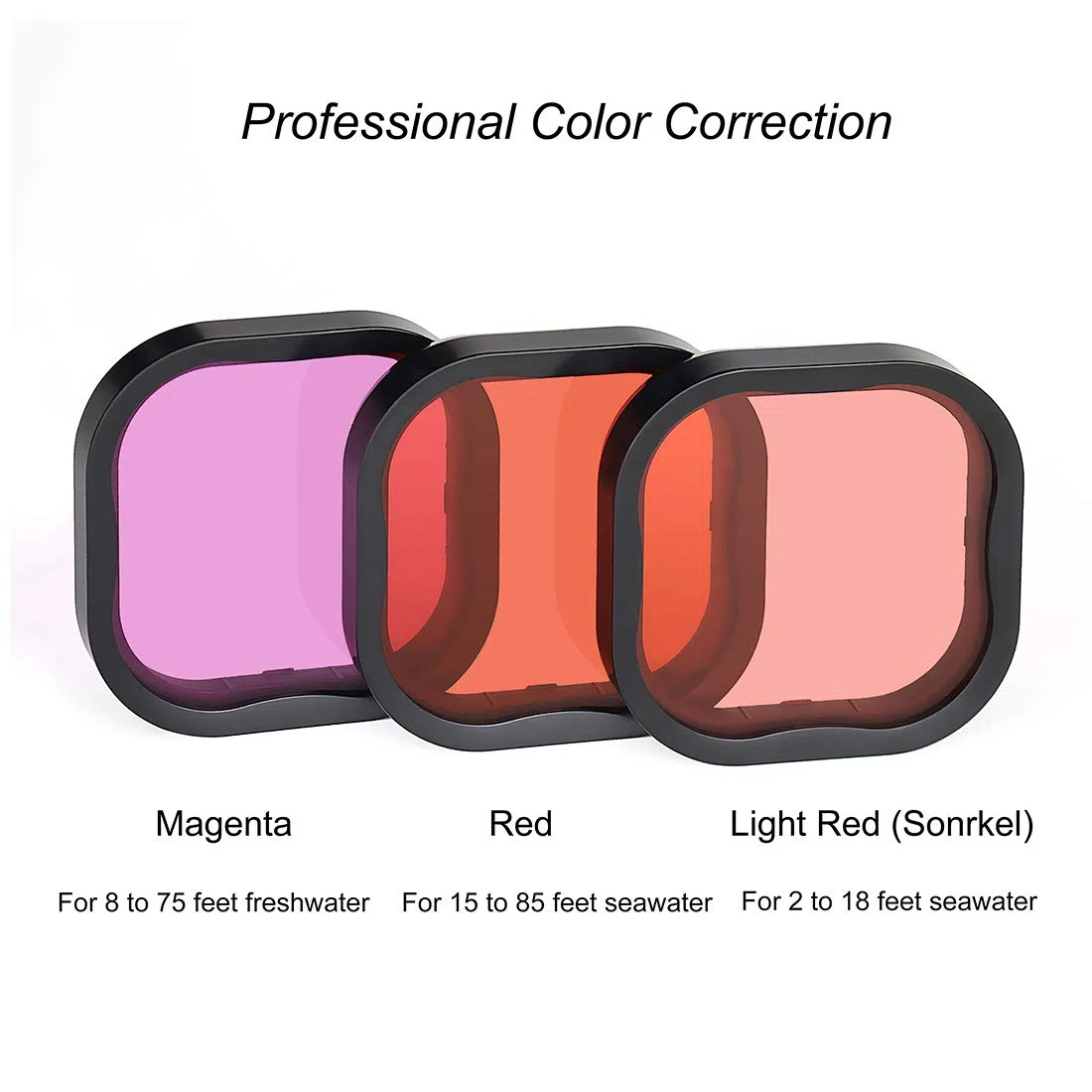 SOONSUN Tauchfilter für GoPro Hero 8 9 Schwarz, offizielles wasserdichtes Schutzgehäuse – Rot, Hellrot und Magenta Filter verbessert Farben Verschiedene Unterwasser-Video- Fotografie-Bedingungen.