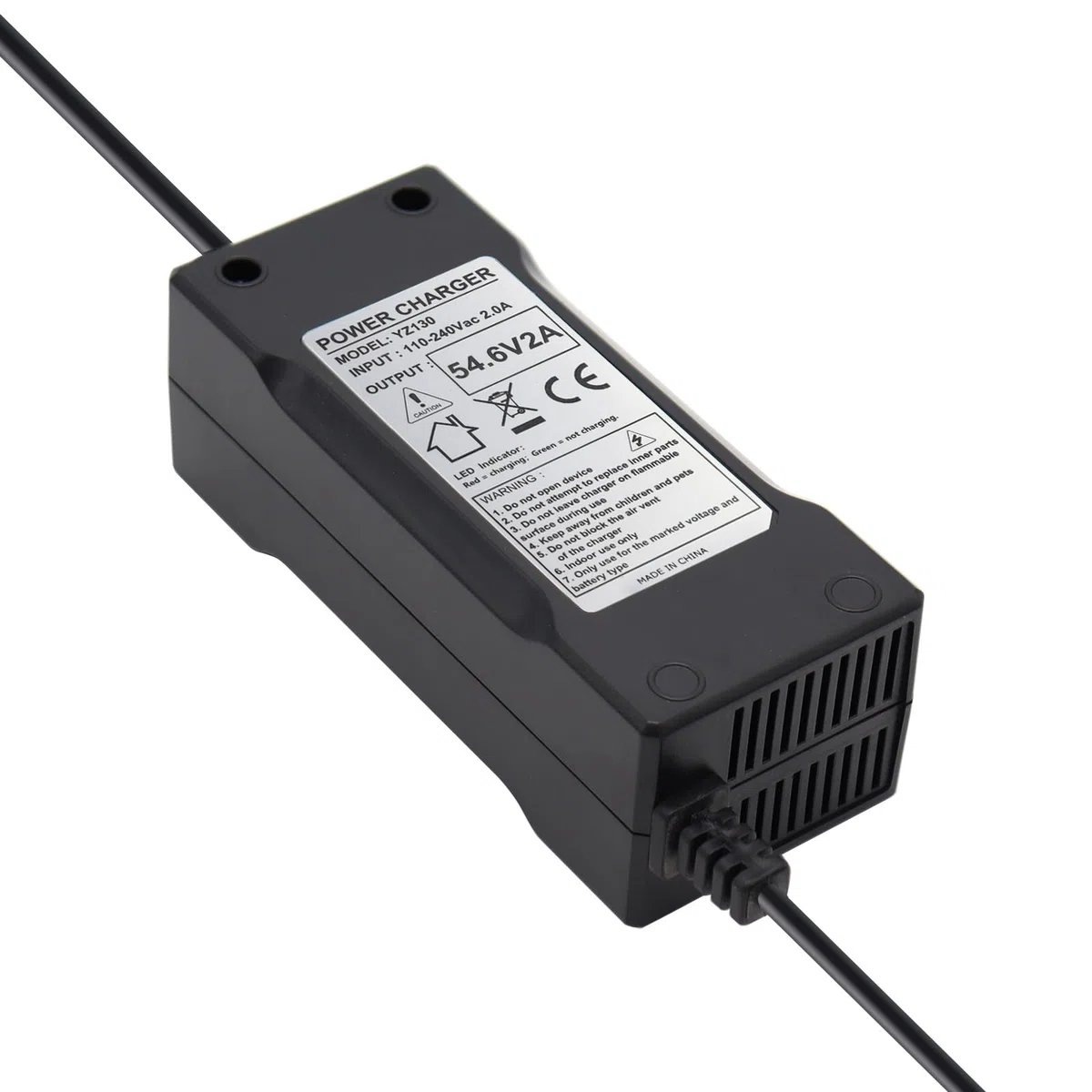 48V Lithium Ladegerät, Netzteil Adapter 54,6V 2A für Bike 48V Elektroroller 13S Batterie mit 3-Pin/3 Prong Inline Stecker