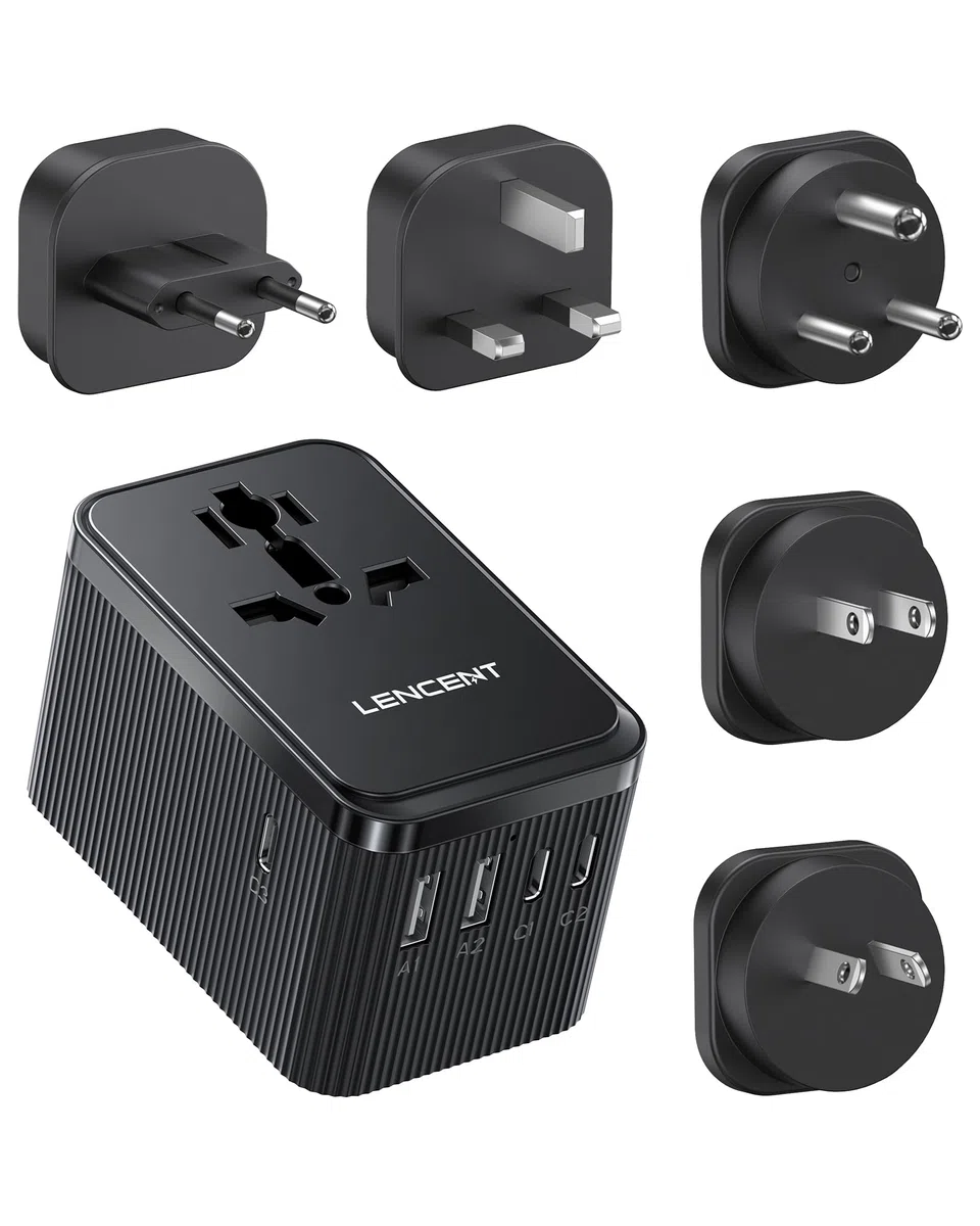 LENCENT Reiseadapter Weltweit, 28W Typ G, D, A, I, C, Universal Reisestecker Adapter mit 3 USB C und 2 USB A, Internationaler Steckdosenadapter für USA England Japan Malediven Sri Lanka Australien