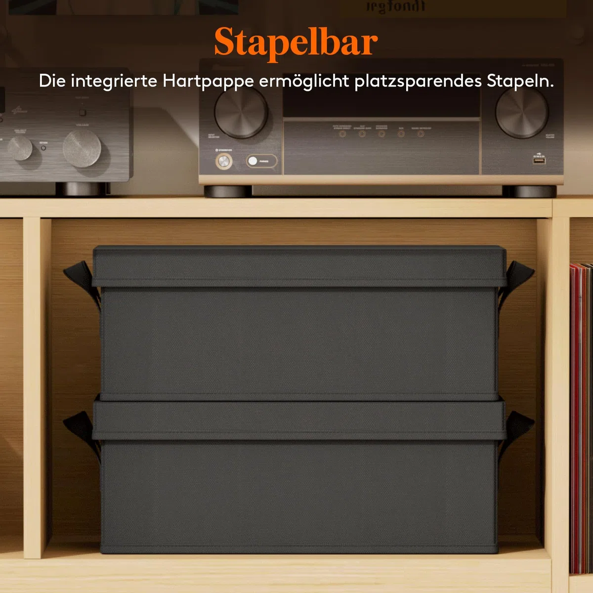 Lifewit DVD Aufbewahrungsbox, Stapelbarer DVD Aufbewahrungsbehälter, faltbarer DVD Behälter mit Deckel, fasst bis zu 100 DVDs 25 Stück pro Einheit für Haus und Auto, 40 x 20 x 14,5cm, 4er Pack