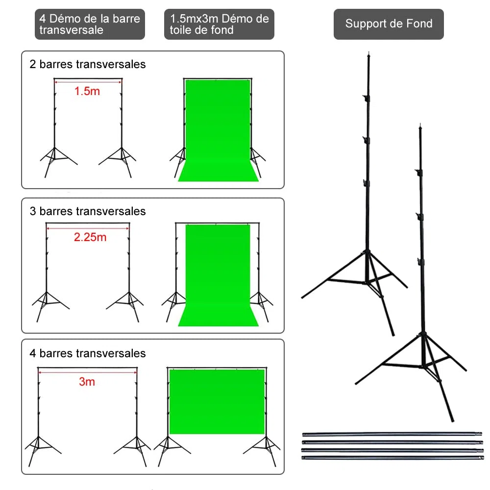 LEADZM Hintergrund Ständer Set 2 x 3m Verstellbarer Hintergrund Hintergrundständer Stützsystem Ständer mit Tragetasche für Porträt Produkt Videoaufnahmen und Partydekoration