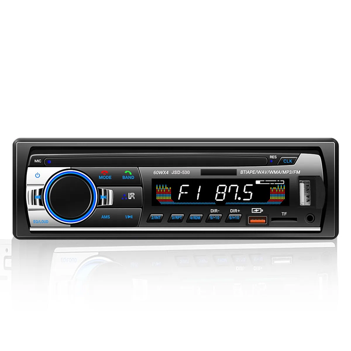Autoradio Bluetooth 5.0, 4x60W 1 Din FM Auto Radio mit Freisprechfunktion, Stereo-Sound mit Uhr/Fernbedienung/Doppel-USB/LCD Bildschirm Unterstützt 2 USB/AUX/SD/TF/EQ/DSP