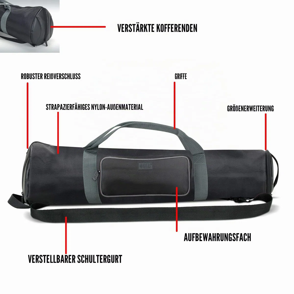 USA Gear Gepolsterte Stativ-Tasche mit erweiterbarem Fach & Zubehör Aufbewahrung. für Hama Einsteiger-Dreibeinstativ Manfrotto Stativ Hähnel SIRUI usw