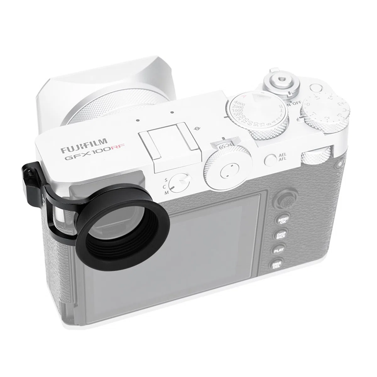 JJC Runde weiche Silikon-Augenmuschelkamera, Sucher kompatibel mit Fujifilm GFX100RF Kamera, Sucher Okularanpassungskamera Augensensor & Dioptrieneinstellrad (einfach zu installieren mit Öse) schwarz