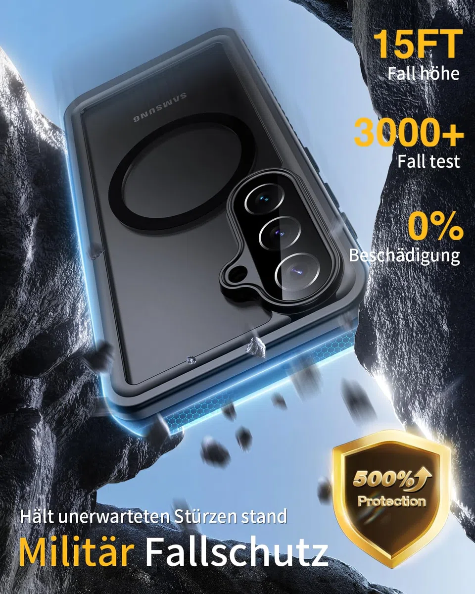Lanhiem für Samsung Galaxy S26 Hülle, IP68 Wasserdicht Kompatibel mit Magsafe Handyhülle Samsung S26 5G 360 Grad Schutzhülle Magnetisch Stoßfest Staubdicht Sturzfest Outdoor mit Displayschutz, Schwarz
