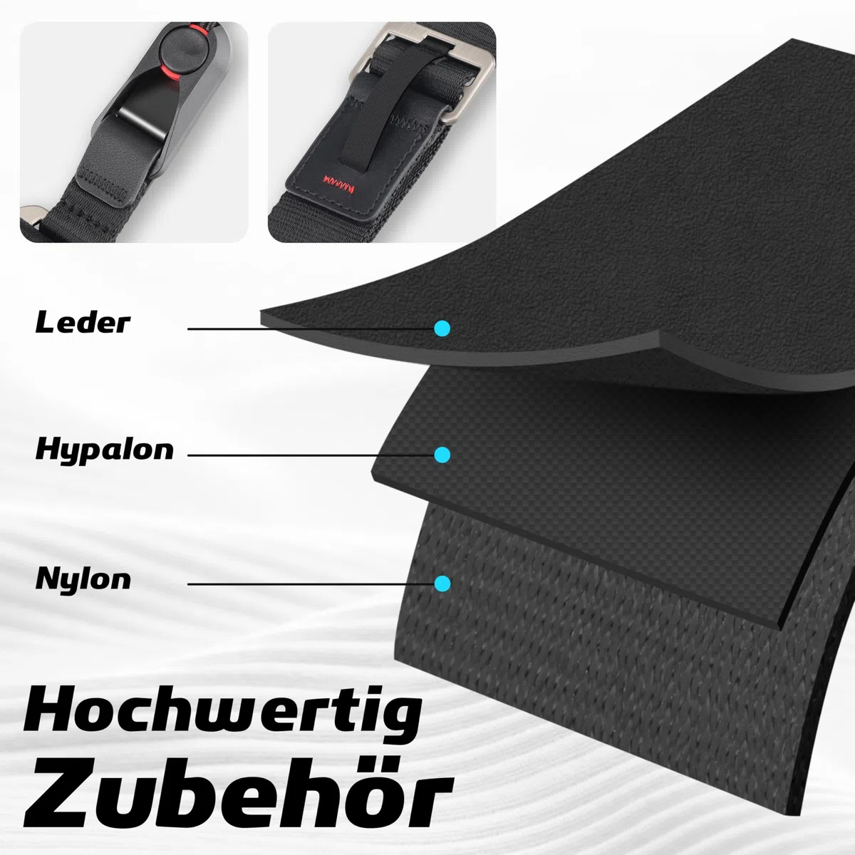 Sunya Kameragurt mit Schnellverschluss. Hergestellt aus fortschrittlichem Nylon, einhändige Einstellung, kompatibel mit allen Kameras, max. Belastung 90 kg (Schwarz)