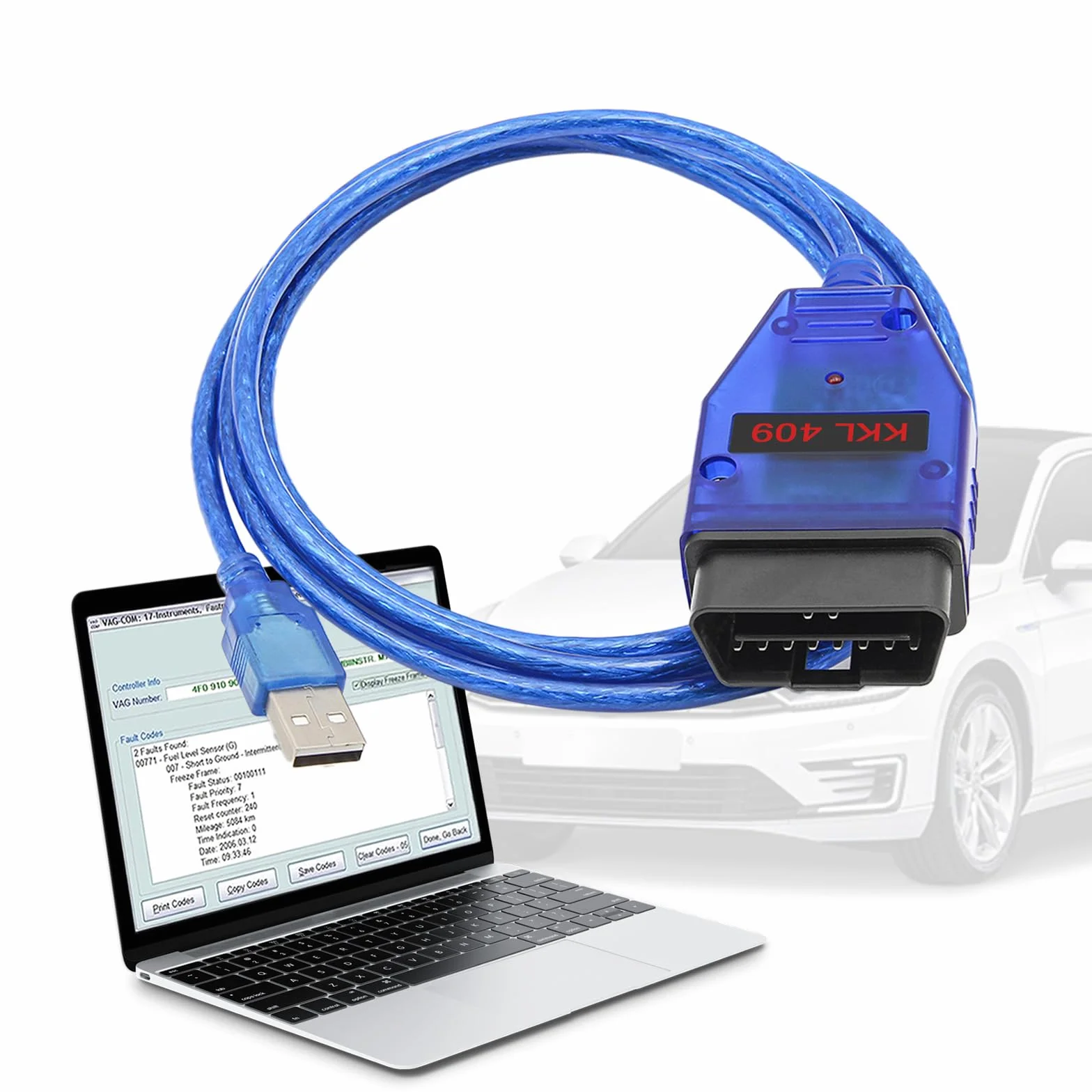 KKL 409.1 Diagnosekabel mit Original-FTDI-FT232RL-Chip,kompatibel mit V-vv, Audi, Seat,Volk-s,Skoda Fahrzeugen von 1996-2009,KKL 409 OBD2-USB-Kabel für V A G-COM-Software unter Windows XP