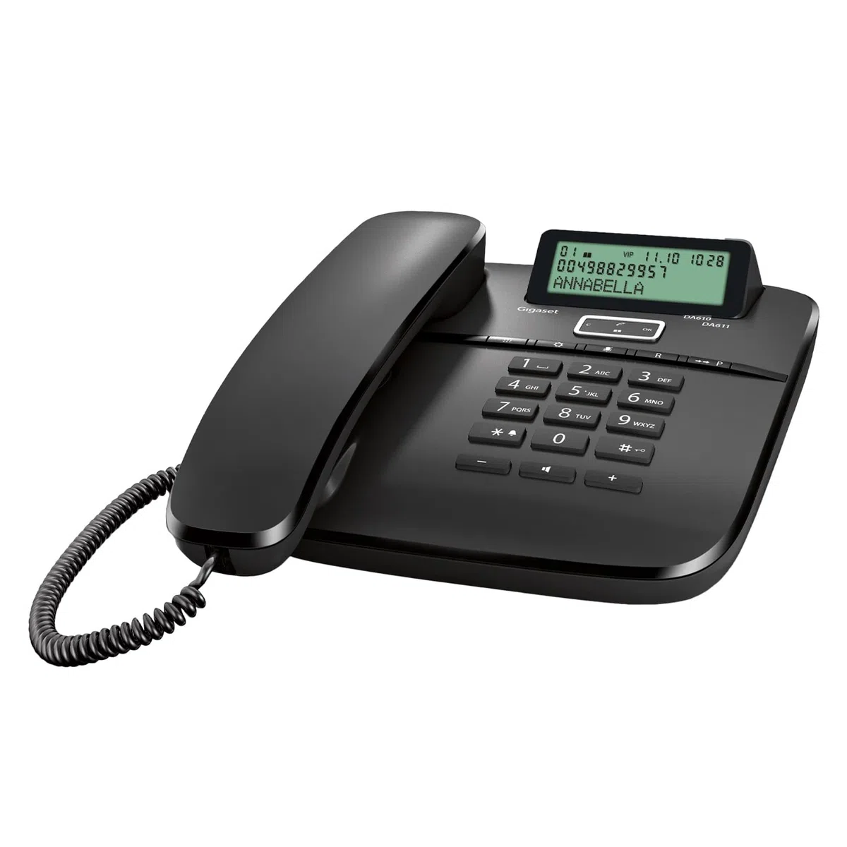 Gigaset DA610 - Schnurgebundenes Telefon - klassisches Schnurtelefon mit Direktruf und Freisprech Funktion - Hörgeräte kompatibel, schwarz