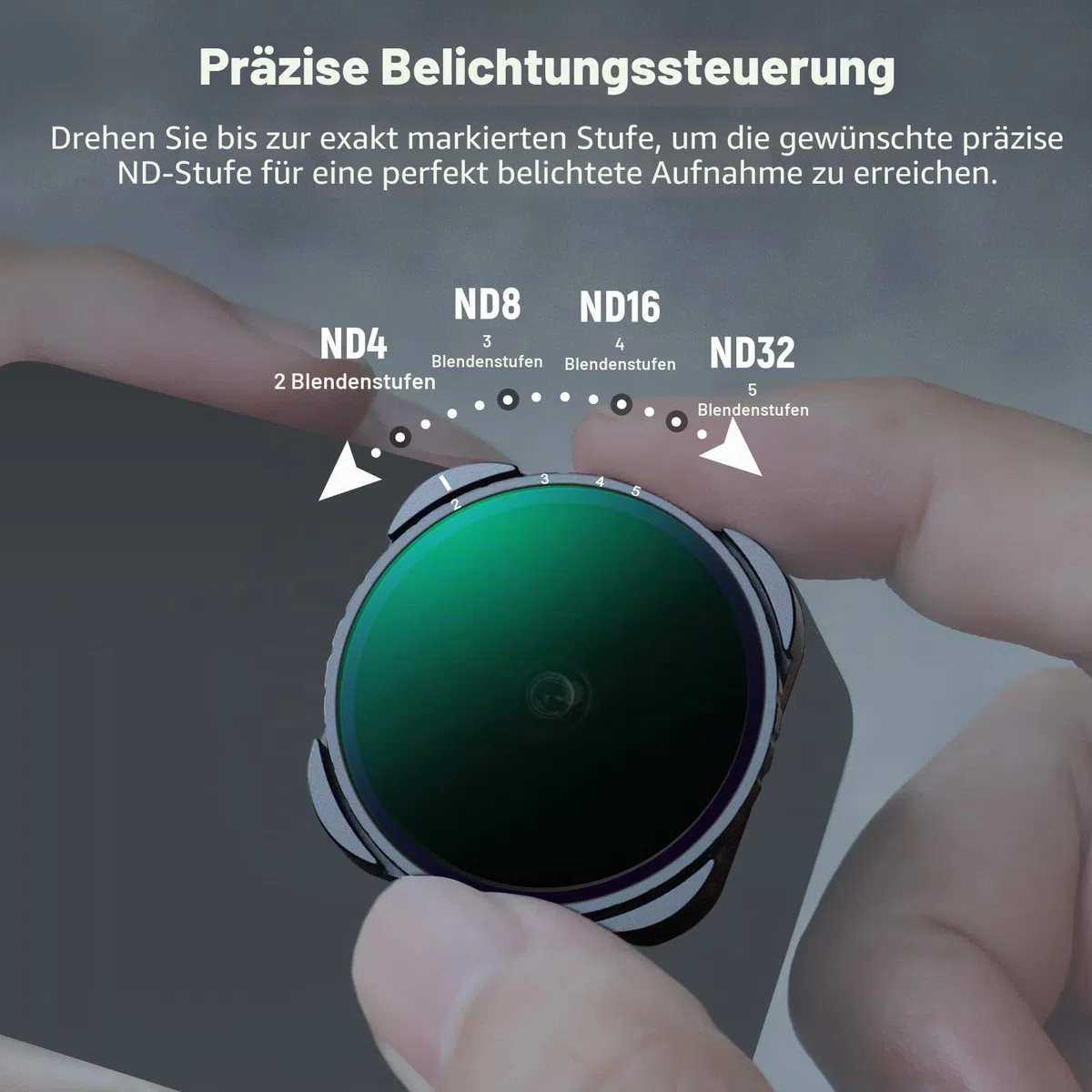 NEEWER Variabler ND4-ND32 Filter, kompatibel mit GoPro Hero13, Hero12, Hero11, Hero10, Hero9, 2–5 Blendenstufen ND Filter mit Mehrschichtige Beschichtung, HD optischem Glas und schlankem Rahmen