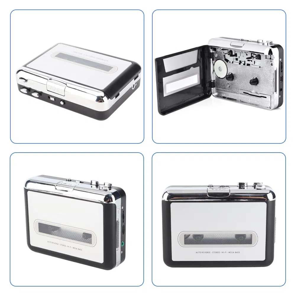 Tiiyee Kassettenspieler, Kassettenkonverter, Portable Digital USB Kassettenrekorder Audio Musik Kassette Mp3 Konverter Tragbarer Konvertieren Kassetten Digitales Format Mit Kopfhörer Player Laptop