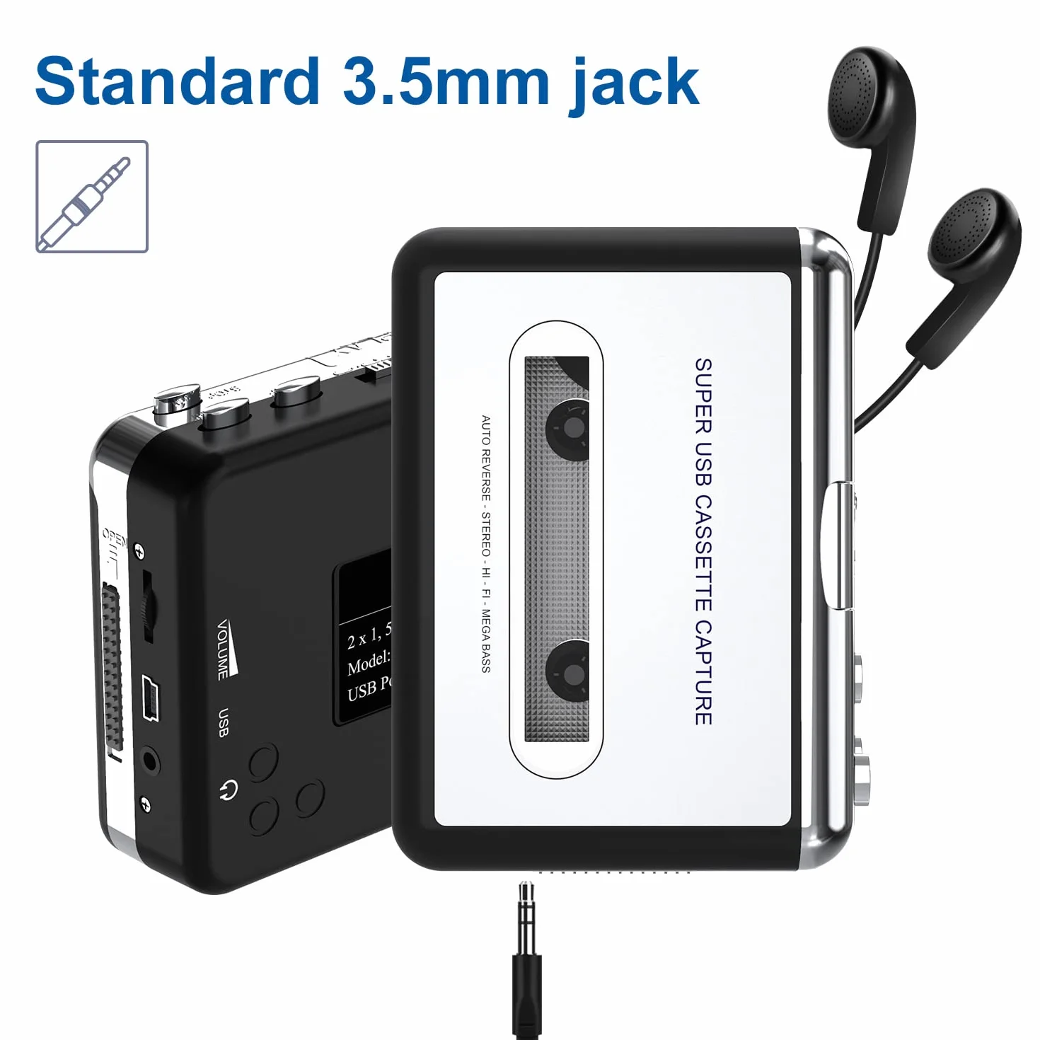 DIGITNOW! Cassette Capture tragbarer Kassetten-Player/Kassette auf MP3-Konverter, Kassette auf MP3/CD-Audio über USB