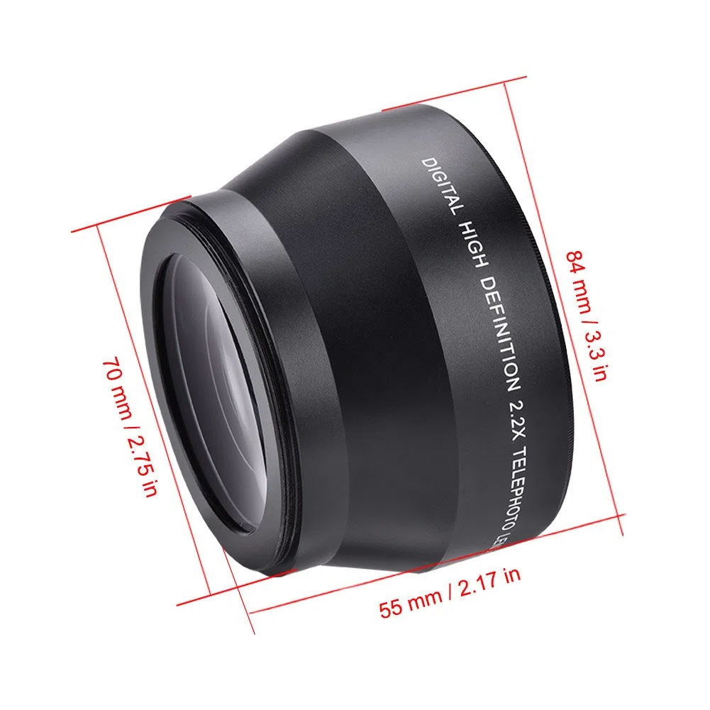 67mm 2,2X Telekonverter Teleobjektiv, Professionelle Universal Extender Kameras Zubehör für alle Spiegelreflex- und Digitalkameras Geeignet für alle Kameras mit 67mm Mount