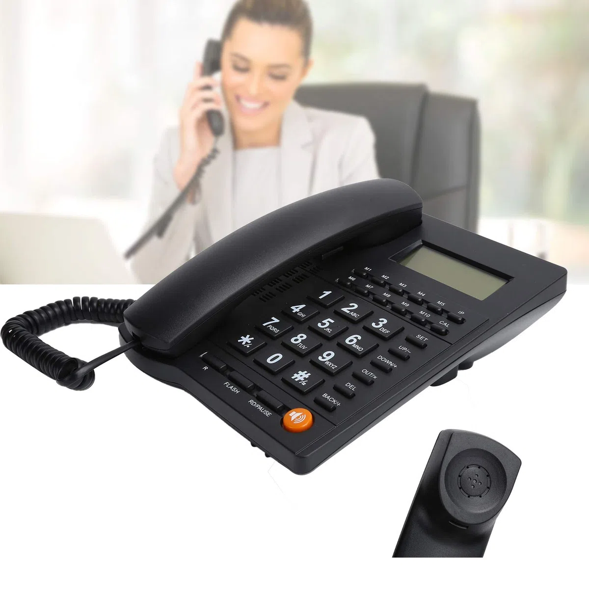 ciciglow Schnurgebundenes Telefon, Freisprech-Festnetztelefon mit Großem Knopf für Family Office und Eingebauten Intelligenten Sprachchip Im Hotel