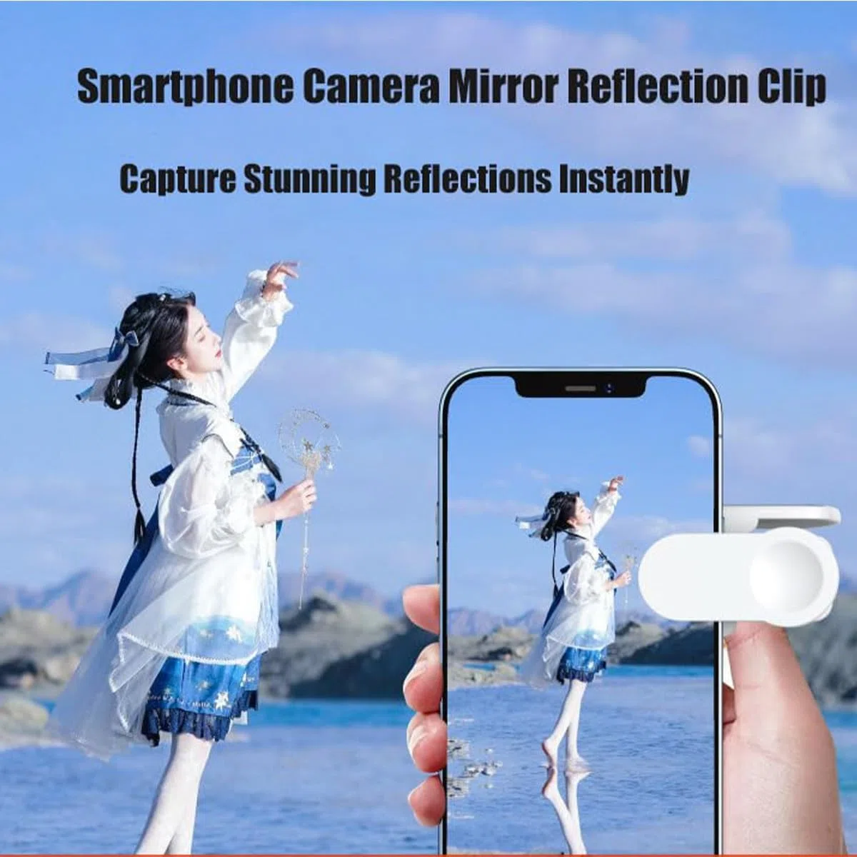 Spiegeleffekt-Objektiv – Erfassen Sie Sofort Atemberaubende Reflexionen, Spiegelreflexions-Clip-Kit Für Smartphone-Kameras, Verstellbare Klappspiegel Aus HD-Glas Für Smartphone-Fotografie