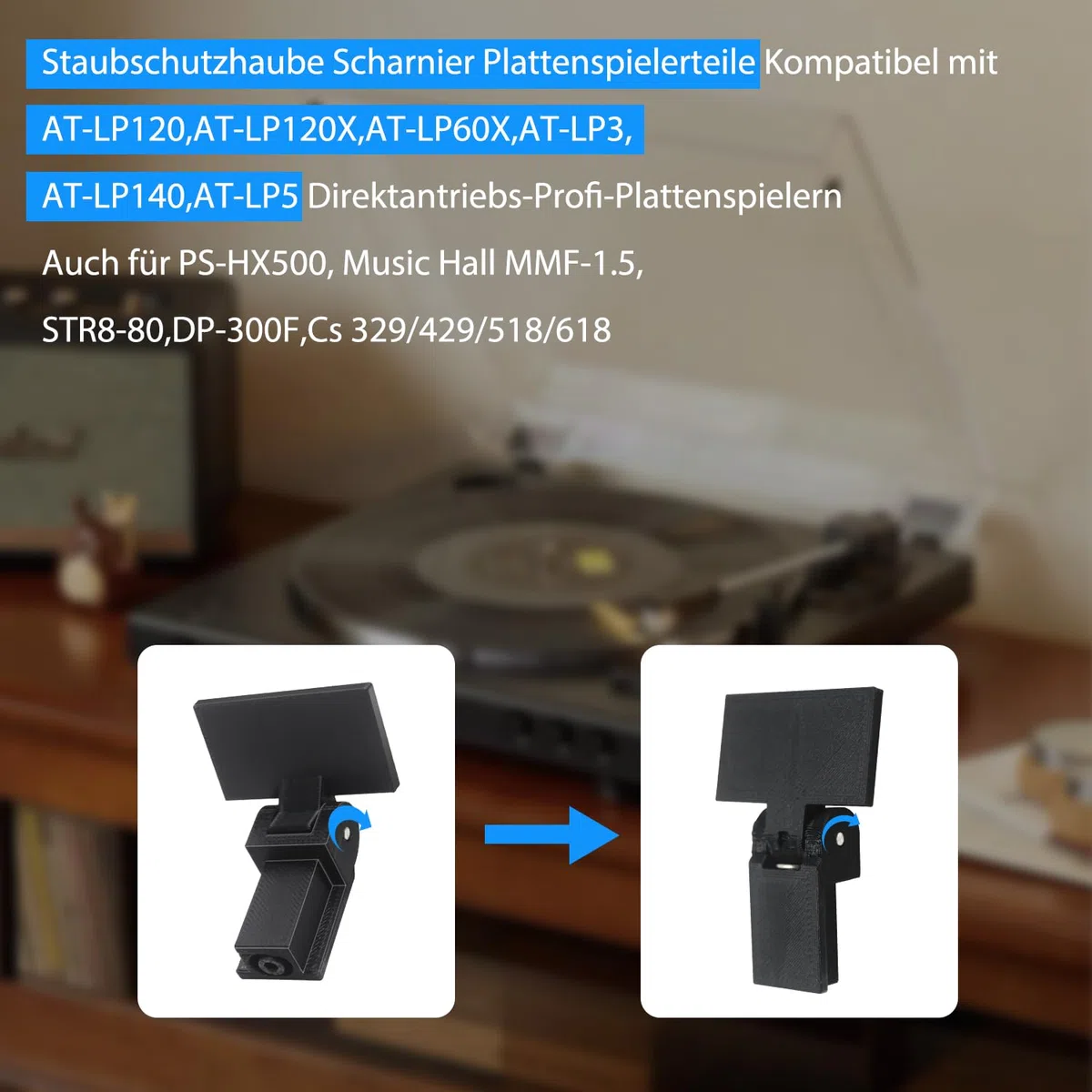 2Pcs Staubabdeckung Scharnier Plattenspieler Teile Kompatibel mit PS-LX310BT/AT-LP60xBK/AT-LP60XBT/AT-LP120xBTUSB Modelle von Plattenspielern
