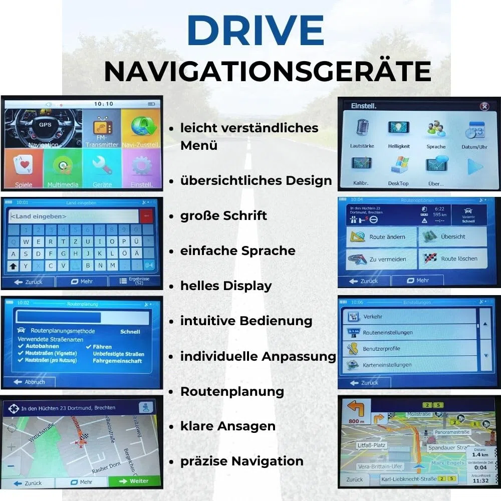 7 Zoll GPS Navigationsgerät Drive 7.0 Navi für LKW, PKW, Wohnmobil, lebenslange Updates