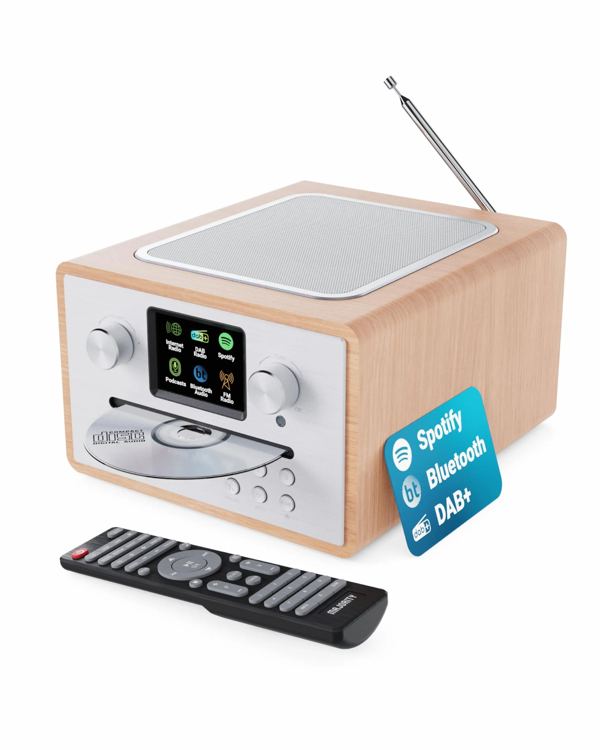 MAJORITY Homerton Internetradio mit CD Player DAB Plus Bluetooth FM Radio WLAN Spotify Connect Digitalradio Farbdisplay