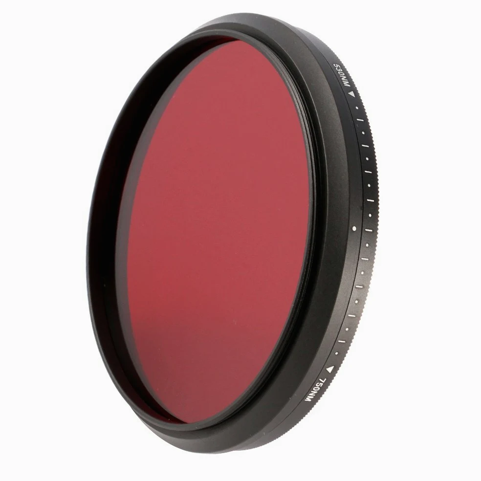 Ruili Einstellbar Infrarot Pass Linse Filter 62mm, 530nm to 750nm,650nm,680nm,720nm,62mm, Kamera Filter