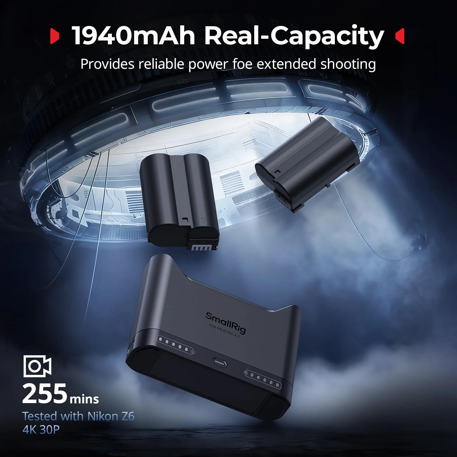SMALLRIG EN-EL15c Kamera-Akkuset für Nikon, 22,5-W-Doppel-Ladegerät, 1940-mAh-Akkus, vollständig für Nikon ZR, Z6III, Zf, Z8, Z7II, Z7, Z6II, Z6, D850, D810, D780, D750, D500, D7500, D7200-5486