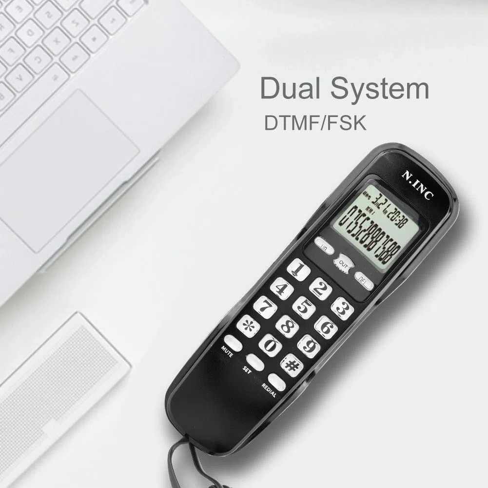 Wand Telefon eingehende Anrufer ID LCD Display Festnetz-Telefon mit Anrufbeantworter für Home Office Hotel(schwarz)