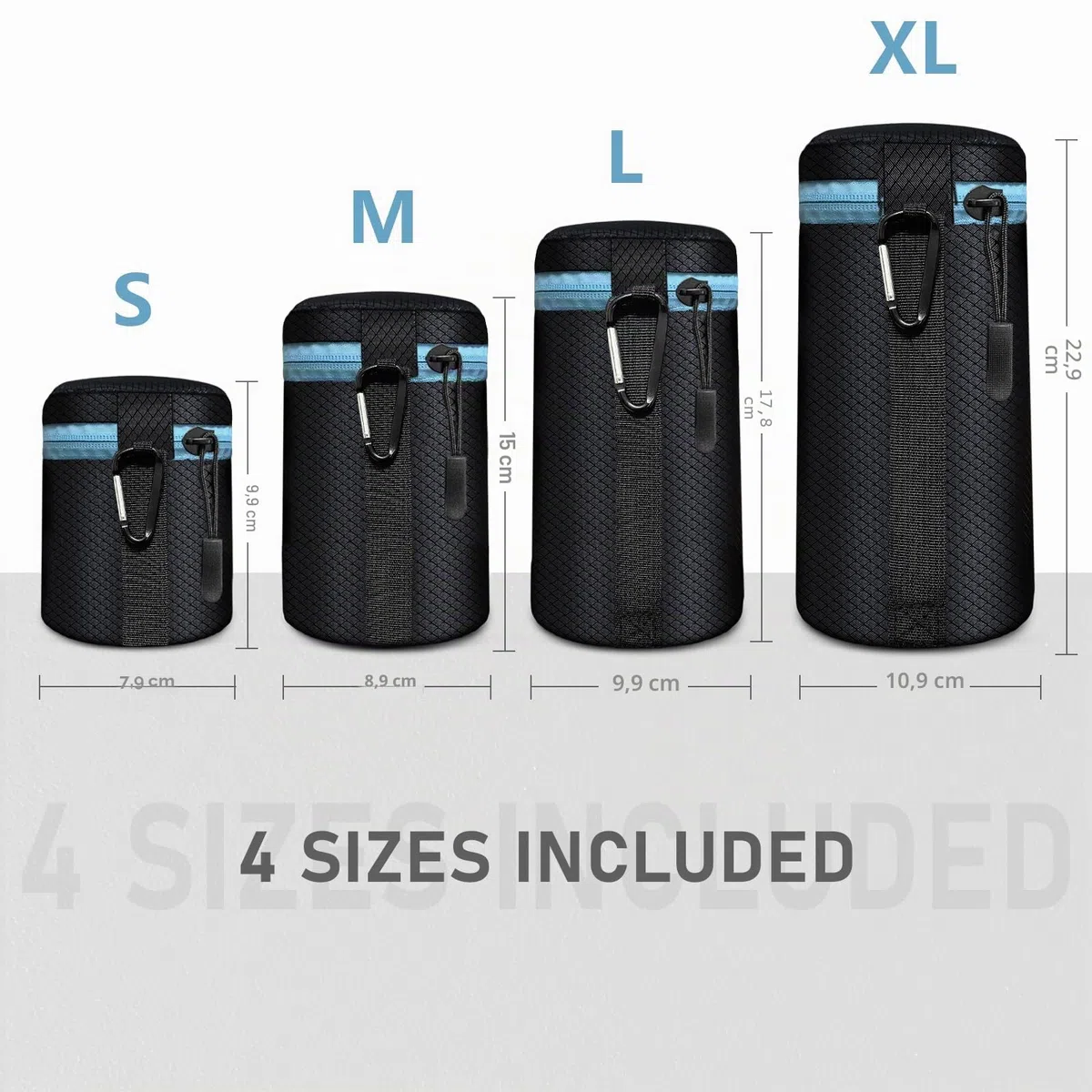 Lightdow 4 Pack Objektiv-Tasche 5 mm Dicke Weiches Neopren DSLR-Objektiv-Tasche
