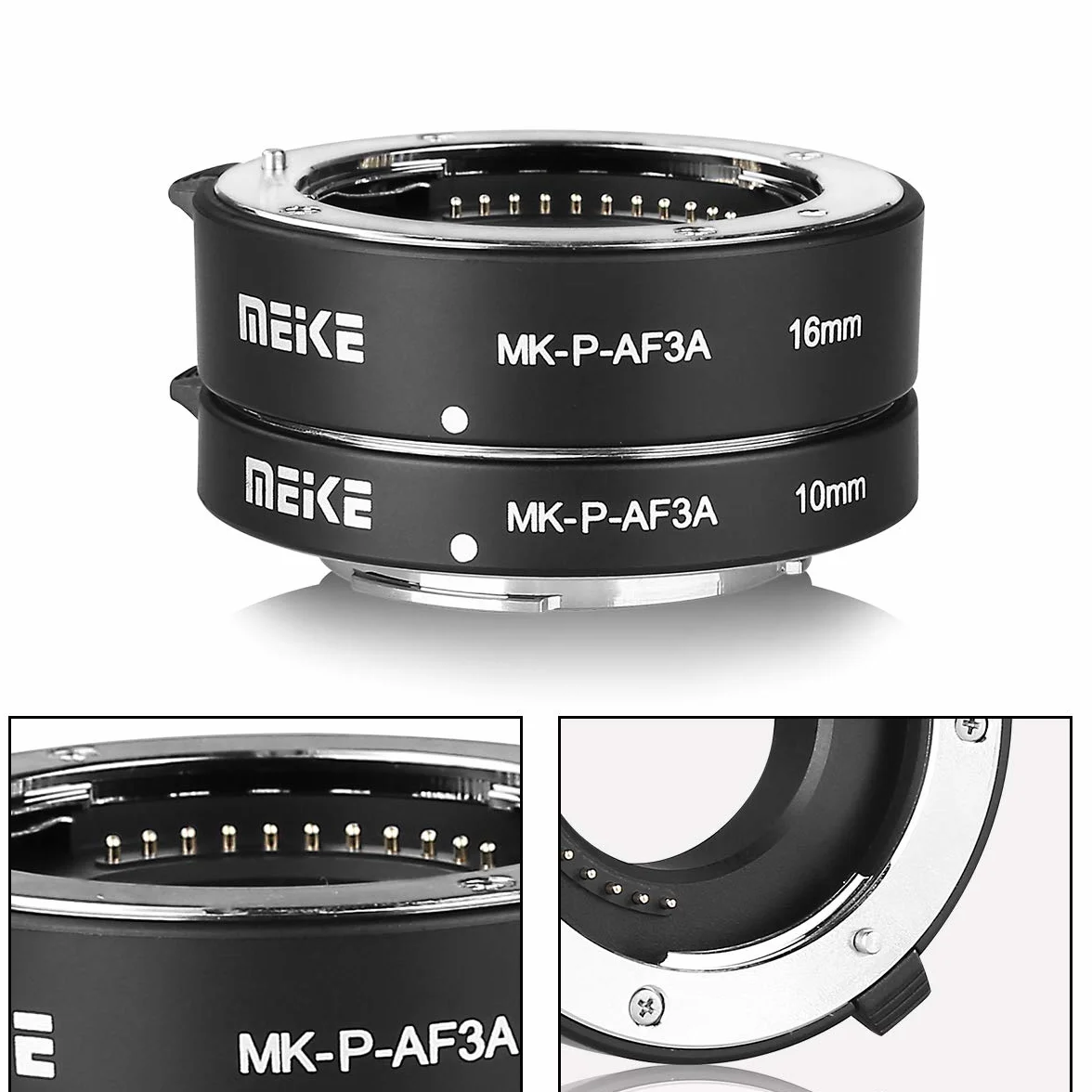 Meike MK-P-AF3A Metall-Autofokus-Verlängerungsrohr für Olympus Panasonic Micro Four Thirds M4/3 Systemkamera-Objektive (10mm+16mm)