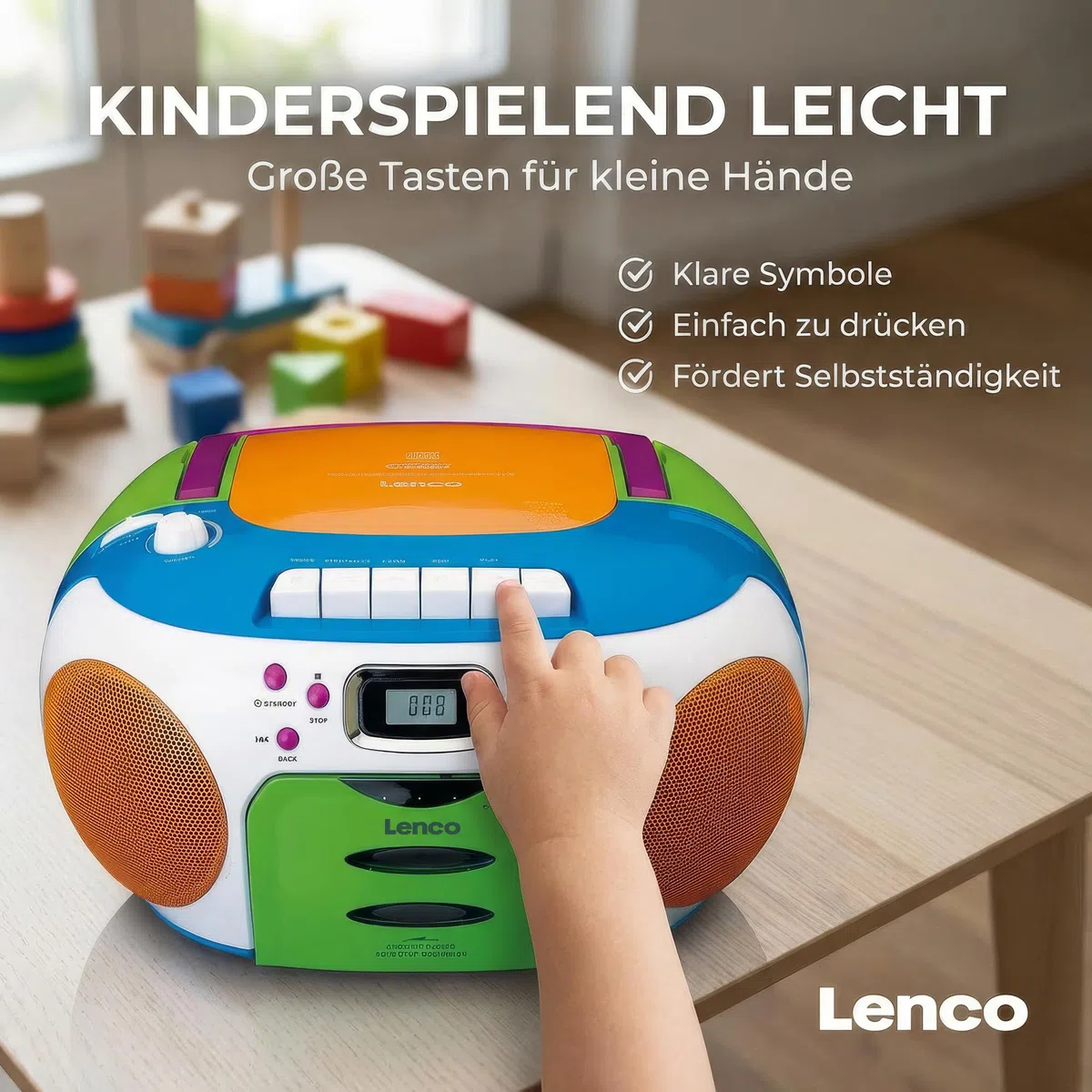 Lenco SCD-971 - CD Player - Radio CD Player - auch für Kinder - Tragbar | CD Spieler -Kinderradio - Kassettenradio mit CD - Kassettenspieler - Kopfhöreranschluss
