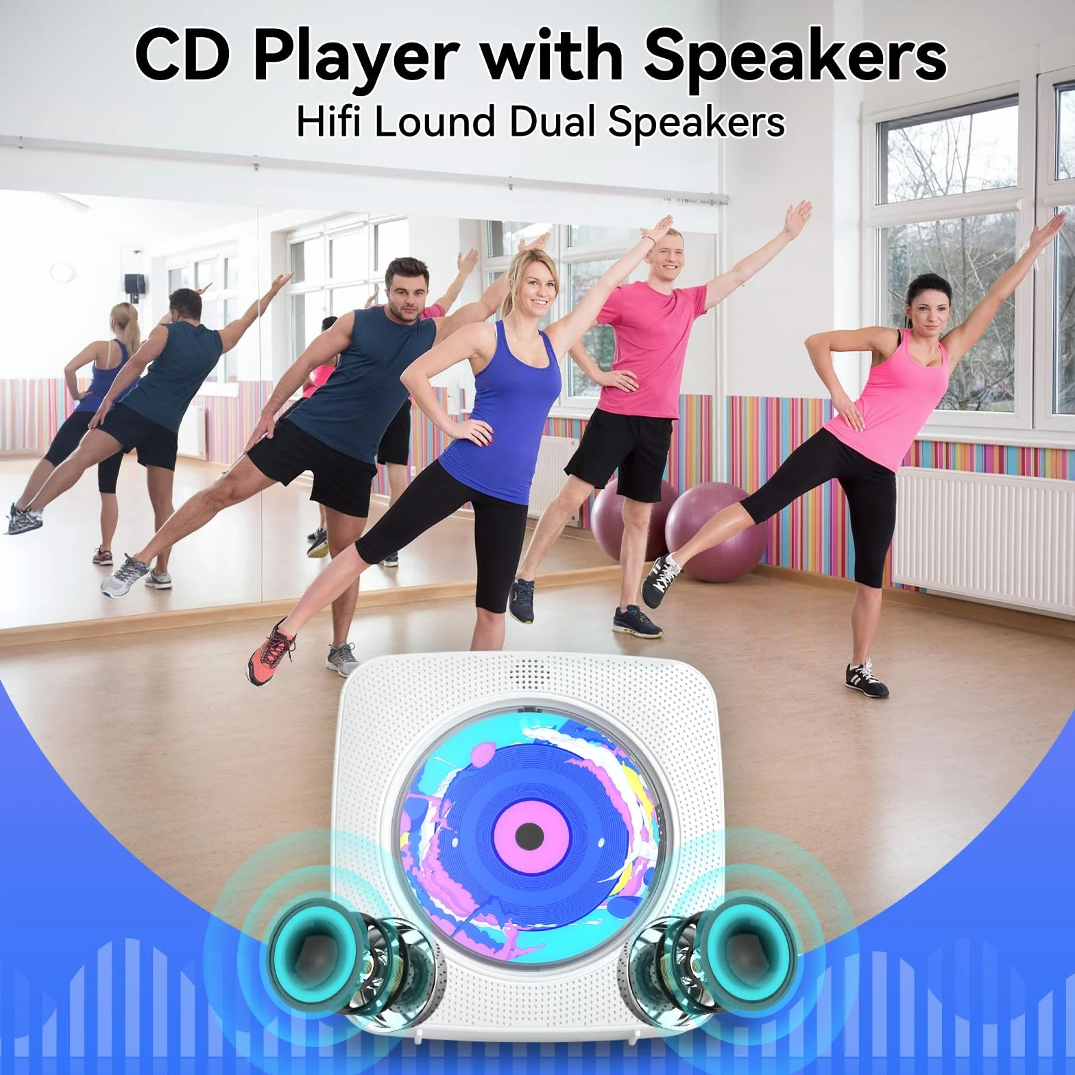 Radio mit CD-Player Tragbar CD Players Bluetooth mit Lautsprecher Kinder Frontanzeige Fernbedienung Unterstützung USB-Wiedergabe AUX-Wiedergabe