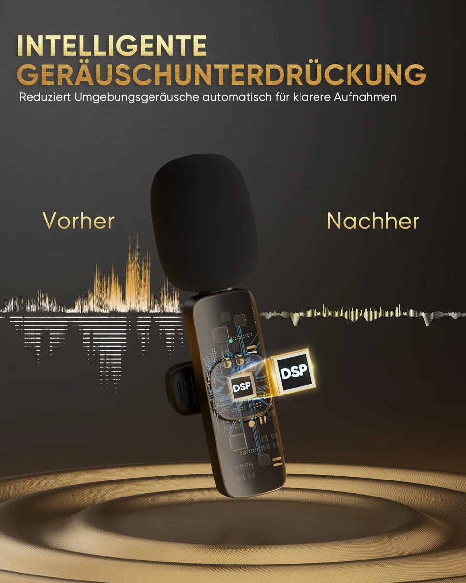 IUMAKEVP Lavalier Mikrofon Kabellos kompatibel mit iPhone/iPad/Android-Handy/Laptop, Plug-Play Wireless Ansteckmikrofon mit Rauschunterdrückung für Videoaufnahmen/Live-Dampf/Interview/TikTok (2 Mics)