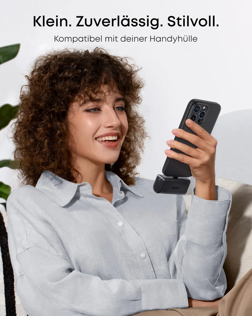 Anker Nano Powerbank, 5000mAh Powerbank 22.5W, Integrierter Faltbarer USB-C Konnektor, Kompatibel mit iPhone 17/16/15, Samsung S22/23 Serie, Note20 Serie, Huawei, iPad Pro/Air, AirPods und mehr