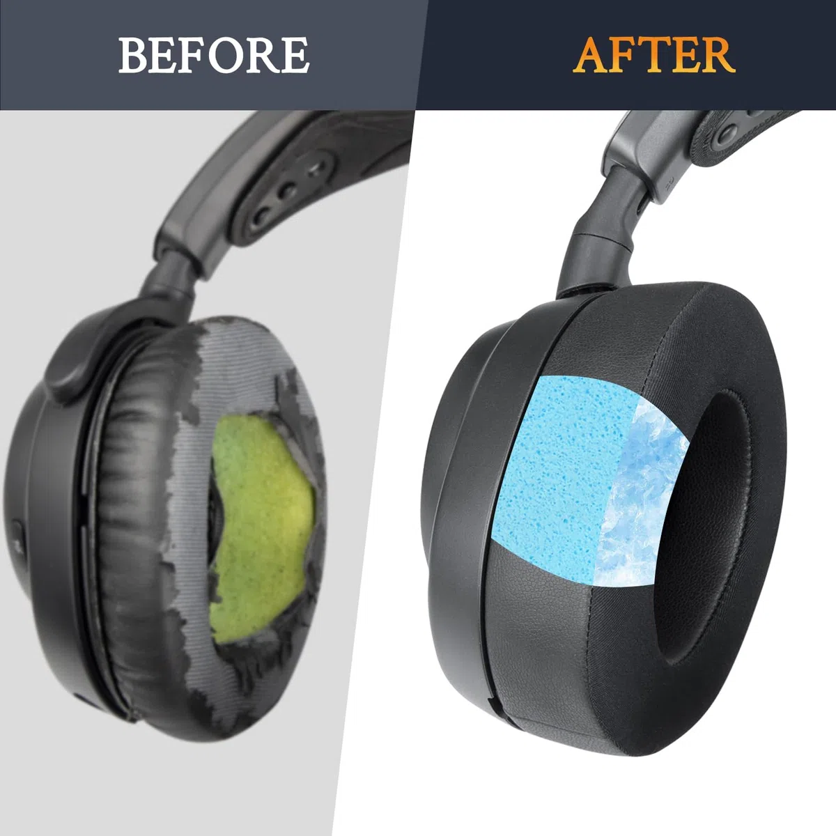 SOULWIT Kühlgel Ersatz Ohrpolster für Steelseries Arctis Nova Pro Wired, Nova 1/1X/1P/3/3P/3X/4/7/7X/7P Kopfhörer, Ersatzpolster mit Geräuschisolations-Schaumstoff, zusätzliche Dicke
