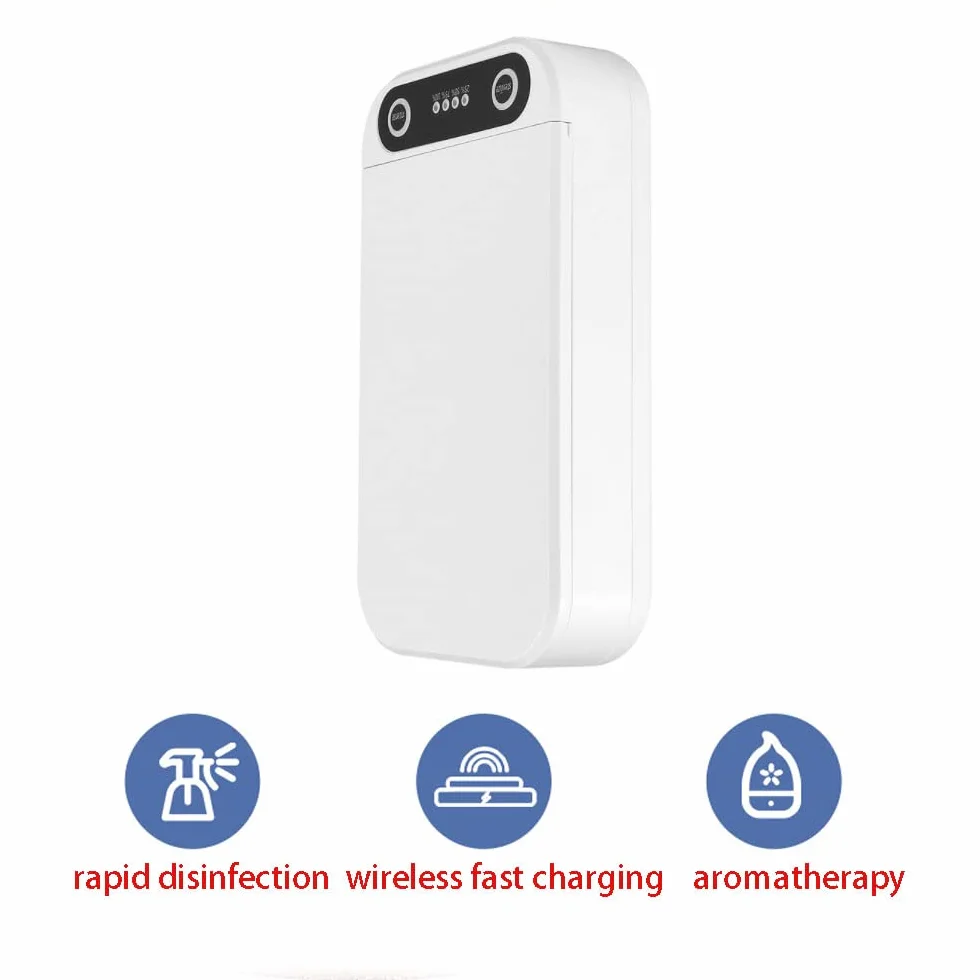 TopHomer UV Licht Desinfektionsmittel Box, Multifunktionale Handy Schlüssel Maske Reinigungsbox, Aromatherapie Funktion, USB Aufladen, Weiß