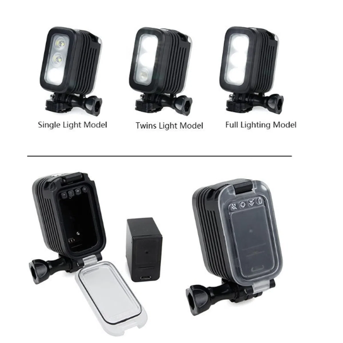 Unterwasser-Fülllicht, USB-Akku-LED-Video-Fülllicht-Action-Kamera Unterwasser-Tauchlampe für -Sportkamera