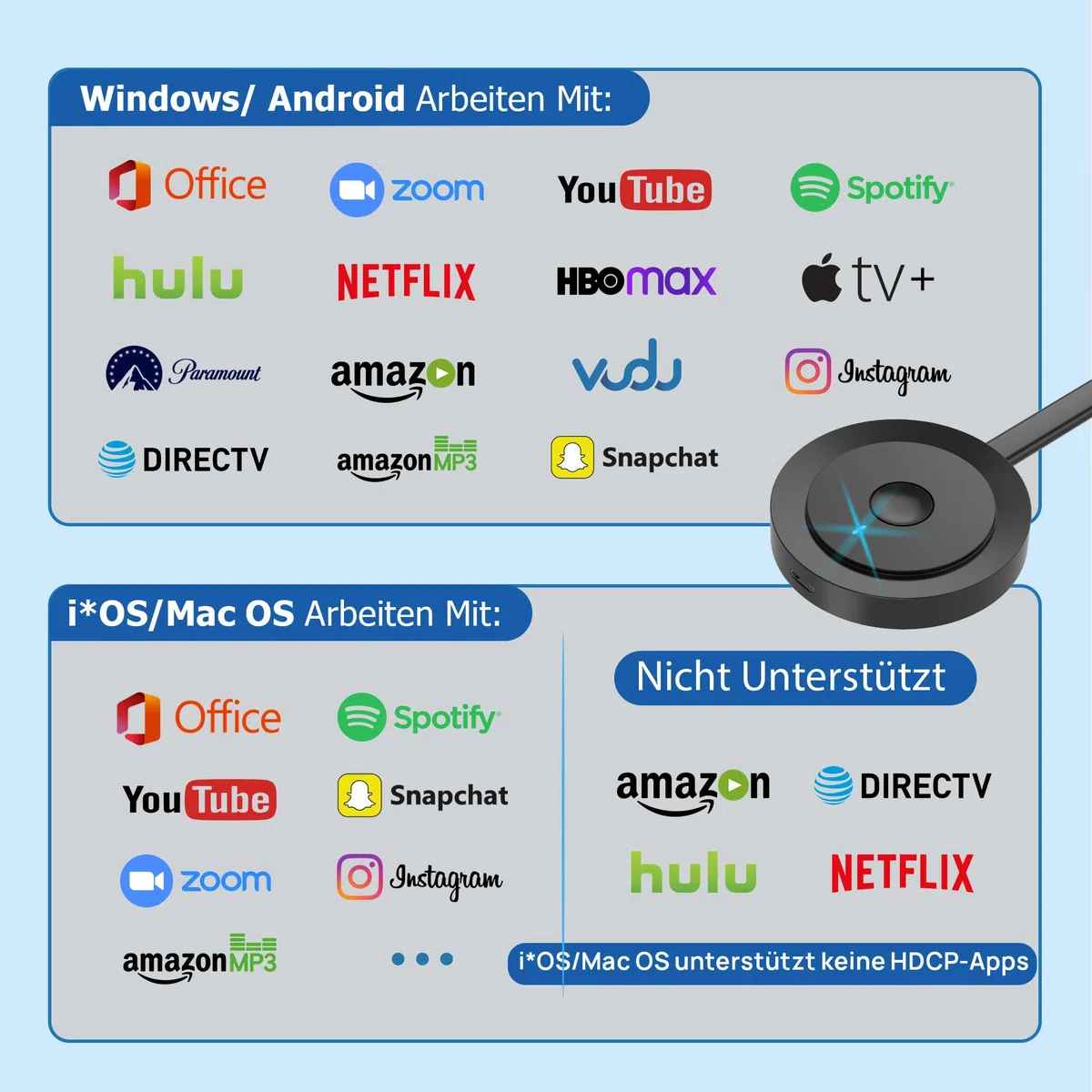 Wireless HDMI Adapter für TV, SOCLLLife Wireless HDMI Dongle, Miracast Dongle,Kabellos HiFi Adapter von Android/OS/Windows/Mac OS Laptop,Tablet, to PC/TV/Monitor/Projektor, Miracast/Airplay/DLNA 16"