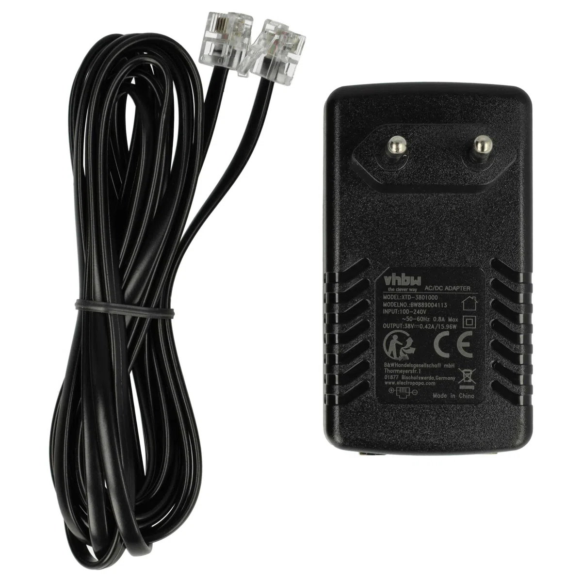 vhbw Netzteil Ersatz für Siemens TADP-19AB, S30122-K7722-S1-1, S30122-H7726-X für Festnetz-Telefon, Haustelefon - 300 cm