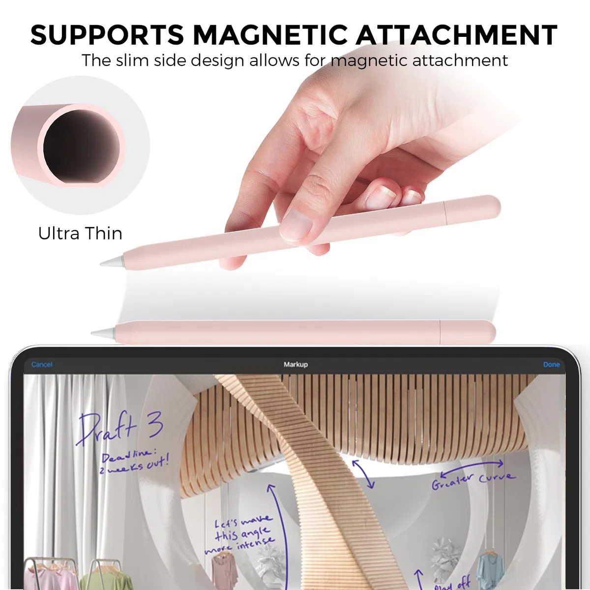 AHASTYLE Silikon Hülle für Apple Pencil USB-C Apple Pencil Hülle Ultra Dünn Apple Pencil USB-C Case Abdeckung Kompatibel mit Apple Pencil USB-C (Rosa)