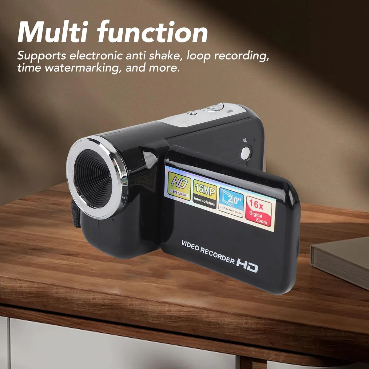 Digitale Videokamera DV -Camcorder, 1080p 16 MP 2 Zoll LCD -Bildschirm, Anti -Shake, 16 -Fach Digitaler Zoom, für Reise -Vlogging (Black)
