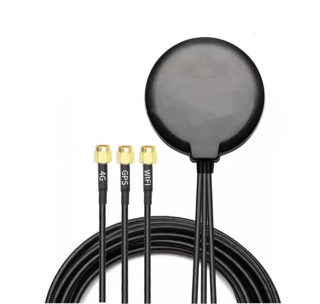 3in1 Auto GPS Active Antenne SMA Stecker mit 4G LTE MIMO + WiFi + GPS Antennen | 3 Meter | Magnetfuß | Für Autoradio GPS Navigationssystem Mobilfunkrouter Gateway Modem