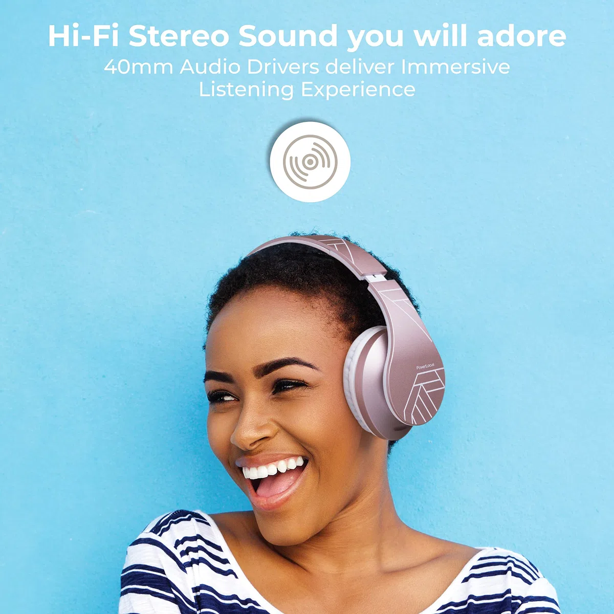 PowerLocus Bluetooth Over-Ear Kopfhörer, Kabellos Stereo Faltbare Kopfhörer Kabellose und Kabel-Kopfhörer mit Integriertem Mikrofon, Micro SD/TF, FM für Handys/iPad/Laptops & PC (Rose Gold)