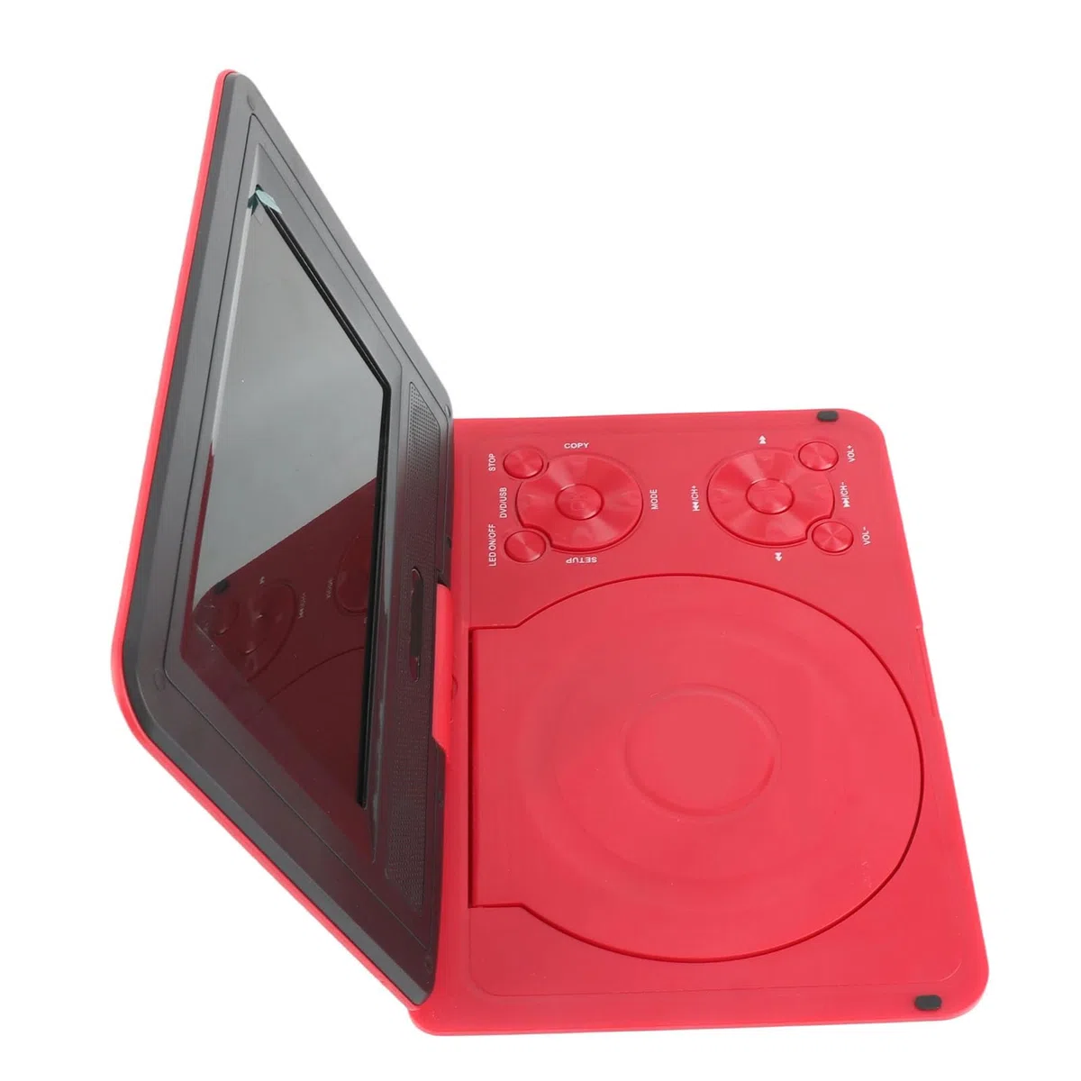 Tragbarer DVD-Player mit Großem Schwenkbarem Bildschirm, 806 Mobiler DVD-Player, 1500 MAh, Wiederaufladbar, Unterstützt Synchronisierung von TV/SD-Karte/USB/Region (Rot)