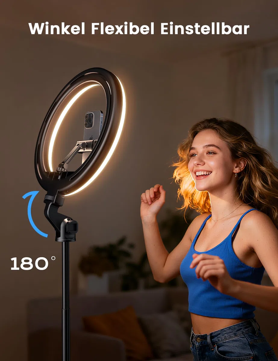 10,2" Dimmbares Ringlicht mit 75 Zoll hohem Aluminium-Stativ, Flimmerfreies LED-Make-up-Licht/Cold-Shoe-Schnellmontagehalterung, Ringlicht für Handy, TikTok/Live-Stream, Videoaufnahmen