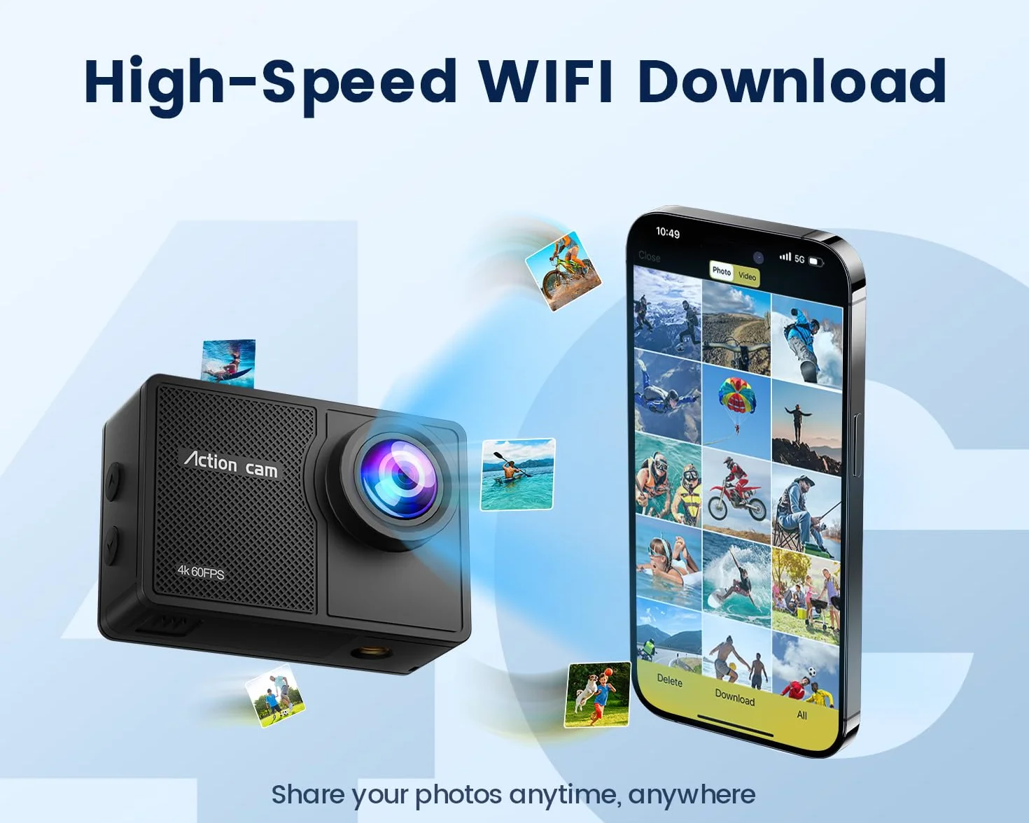 Action Cam Wasserdicht 4K60FPS 64GB Karte 131FT Unterwasserkamera 8X Zoom WiFi Helmkamera 48MP Stabilisierte Actionkameras mit Fernbedienung 2x1350 Batterien