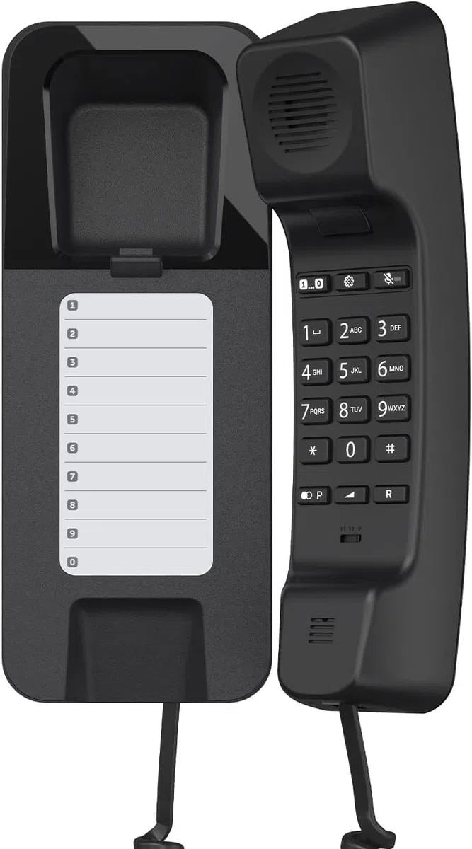 Gigaset Desk 200 - Schnurgebundenes platzsparendes Telefon mit elastischem Kabel - 10 Kurzwahleinträge - Wahlwiederholung - MFV- oder Impulswahl einstellbar, schwarz [Deutsche Version]