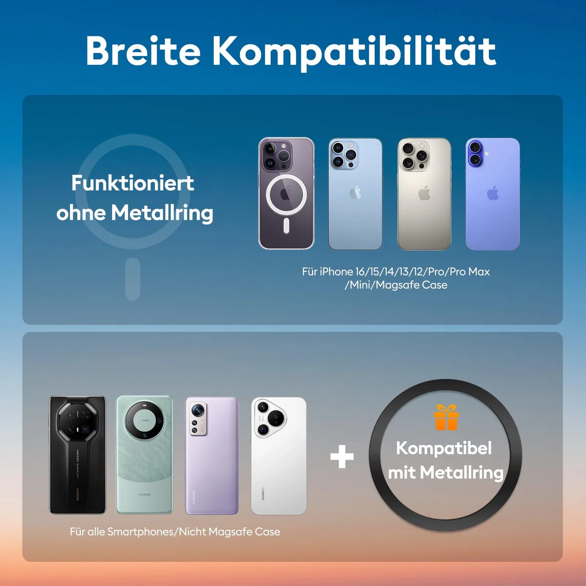 MAGJIEYX für Magsafe Autohalterung mit Ladefunktion, Handyhalterung Auto Ladegerät CD Schlitz 15W Schnellladen mit 3M Dashboard Klebepad Starke Magnetkraft für iPhone 16 15 14 13 12 Auto Zubehör Grau