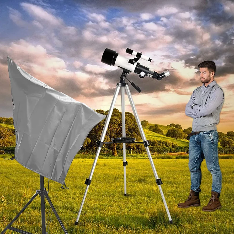 Teleskop-Abdeckung, wasserdicht, 420D-Oxford-Gewebe, Outdoor-Sonne, staubdicht, Teleskop, Umhang, Möbelabdeckungen mit verstellbarem Kordelzug (L: 150 x 85 cm)